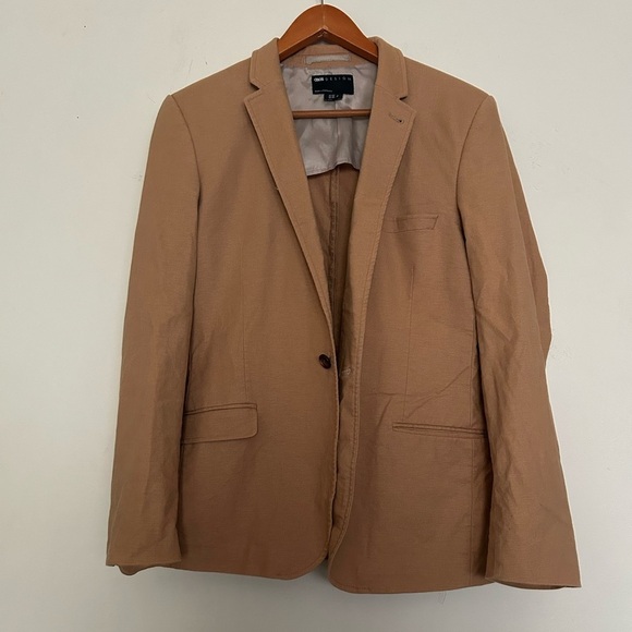 ASOS DESIGN super skinny suit jacket in tan linen mix - Picture 1 of 8